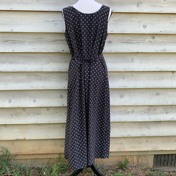 Vintage 90s Black Diamond Monogram Print Button Up Sleeveless Casual Maxi Dress - Picture 15 of 16